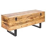 invicta INTERIOR Industrial Truhenbank Factory LOFT 115cm Mangoholz Natur Sitzbank mit...