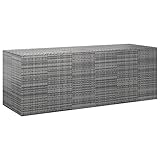 WOODEY Outdoor Aufbewahrungsboxen, Garten-Kissenbox, PE-Rattan, 291 x 100,5 x 104 cm, Grau