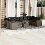 Torana 11-teiliges Lounge-Set mit Kissen, grau, Polyrattan