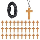 nbeads 50 Stück Holzkreuz Anhänger, Mit 15m Gewachste Polyester Schnur Für...