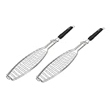 SANTOS 2x XL Fischbräter 61,5cm - Edelstahl Fisch-Grillkorb - Fischhalter mit...