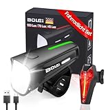 BOLEi LED Fahrradlicht Set 100 LUX | StVZO Zugelassen Fahrradlampe |Fahrradbeleuchtung USB...