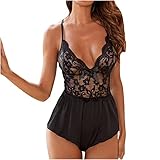 Damen Body Teddy Babydoll Einteiler Sexy Kostüme Damen Sexy Einteiler Einfarbig Rücken...