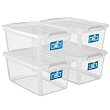 ATHLON TOOLS 4x 40L Aufbewahrungsboxen mit Deckel transparent – 100%...