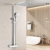 Heilmetz® Duschsystem mit Thermostat Regendusche Duschset, 304 Edelstahl Duschsäule mit...