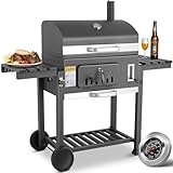 BBQ Grillwagen xxl, Holzkohlegrill mit Deckel & Rädern, Standgrill, inkl....