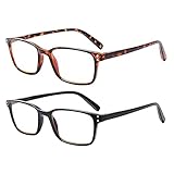 COJWIS Lesebrille 2 Pack Blaue Licht Blockieren Brille Federscharnier Anti...