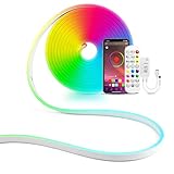 5M RGB Neon Streifen, 12V IP65 Wasserdicht LED Neon Light band with Bluetooth...