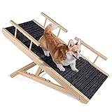 ZNM Hunderampe, Hundetreppe aus Holz, Tragbare Katzen Rampe für Bett Sofa,...