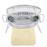 Edelstahl-Mini-BBQ-Grill, Zusammenklappbarer Grillofen, Tragbarer Runder Grillofen,...