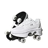 KUXUAN Rollschuhe Für Mädchen,Quad-rollschuh-Stiefel,2-in-1- Skate Schuhe Sportschuhe...