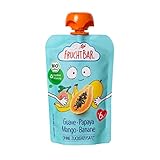 FruchtBar – Bio Quetschie Guave, Papaya, Mango, Banane; Fruchtpüree im Quetschbeutel; 8...