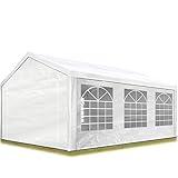 TOOLPORT Partyzelt Pavillon 3x6 m in weiß PE Plane 350 N Wasserdicht UV Schutz Festzelt...