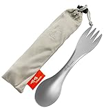 TiTo Titanium Outdoor Titan Löffel/Spork mit Griff,Multifunktional Tragbare Ultraleichtem...