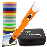 KreativKids 3D Stift. 3D Stifte + 20 Farben PLA Filament, [100 m]. 3D Druck Stift mit LCD...