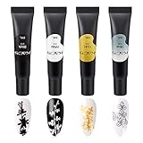 KADS 4 Farben stempeln Gel Polish für Nail Stamping Design 8ml Schwarz Weiß...