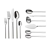 WMF Sonic Besteck Set 12 Personen, 66 teilig, 60 Teile mit Servierbesteck, Hohlheftmesser,...