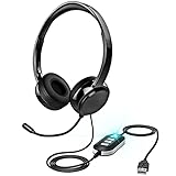 XAPROO USB Headset mit mikrofon, USB/3,5-mm PC Kopfhörer mit Lautstärkeregler,...