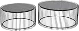 Kare Design Couchtisch Wire Wood 2er Set, Schwarz, 63/53cm Durchmesser,Wohnzimmertisch,...