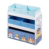 roba Spielregal aus Holz Paw Patrol - Spielzeugregal mit 5 Boxen - Montessori...