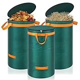 Eurhomewit 3 Gartenabfallsack 120L Laubsack Gartensack mit Deckel und Griffen, Groß...