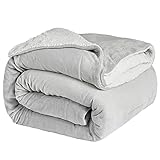 Hansleep Sherpa Decke 150 x 200 cm Hellgrau Wohndecke Zweiseitige Kuscheldecke...