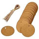 100-kreisförmige Geschenketiketten aus Kraftpapier, 5cm braunes Geschenketikett,...