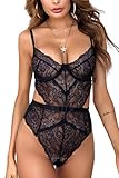 EVELIFE Body Damen Sexy Dessous Bodysuit BH mit Bügel Overall Reizwäsche Negligee Spitze...