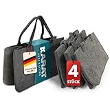 KARAT Filztasche Shopper 4er Set Holzkorb für Kaminholz, robuste Einkaufstasche groß aus...