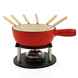 BBQ-Toro Gusseisen Fondue Set für 6 Personen | 2 Liter | Fondueset 9 teilig mit...