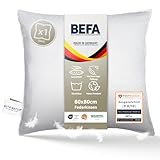 BEFA NATUR Made in Germany Federkissen 80x80 cm aus 100% Federn, Allergiker geeignet...