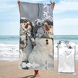 SONOON Xmas Schneemann Print Strandtuch Mikrofaser Saunatuch Schnelltrocknend Fitness...