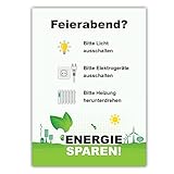 5 Stück Energie sparen Aufkleber Licht ausschalten Hinweisschild Heizung Aufkleber...