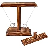 Ringwurfspiel,Hooks Ring Toss Game 4Spieler Handgefertigte Wurfring Aus Holz...