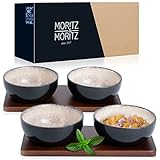 Moritz & Moritz VIDA 4x Dip Schalen Set mit Brett – 10cm Ø - 4 Dipschalen...