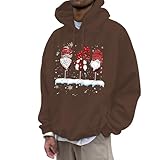 RUMAOZIA Weihnachts Hoodie Herren 3D Druck Weihnachtspullover mit Weinglasaufdruck Langarm...