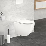 ECD Germany Spülrandloses Hänge WC kurz 49cm Weiß glänzend, Toilette aus...