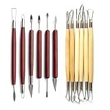 TIAOWU 12er Pack Tonwerkzeuge Modelliermasse Skulpturen Set Doppelseitig DIY Holzgriff...