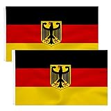 2pcs Deutschland Fahne mit adler 90 x 150 cm - Deutsche Flagge Polyester...