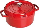 STAUB Gusseisen Bräter/Cocotte, Rund 24 cm, 3,7 L, Aromaregen Funktion, Für alle...