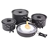 Cool&D Camping Kochgeschirr Set Tragbar Picknick Pot Picknick Topf 15-Teilig Cookware Kit...