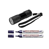 UV-Marker Securitas e-8280, Rundspitze 1,5-3mm, farblos + UV-Lampe mit 9 LED