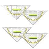 4pcs Geodreieck mit Griff,Gelbe Geodreieck mit Griff，Zeichendreieck Winkelmesser 2...