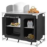 Momboo Campingschrank aus Aluminium, Outdoor Camping Küche, mit Spritzschutz und...