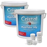 Cristal MultiTabs 5 in 1 Chlor (20g) Komplettpflege Multifunktionspflege Chlor...