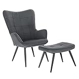 WOLTU Relaxsessel Lehnstühle Vintage Retro Sessel Polstersessel mit Hocker Fernsehsessel...