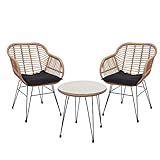 Mendler Poly-Rattan Garnitur HWC-G17, Balkon-Set Gartengarnitur Sitzgruppe...