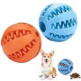 2 Stück Blau und Orange Futterball für Hunde,Naturkautschuk Hundeball,Leckerli Ball für...