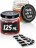 Praknu 25 Marmeladengläser Klein 125ml - Mit Etiketten & Stift - Luftdicht -...