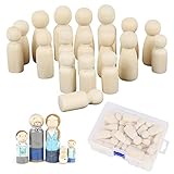 GGISUI 50 Stück Holzfiguren zum Bemalen DIY Spielfiguren Holz Familie Figuren Puppen zum...